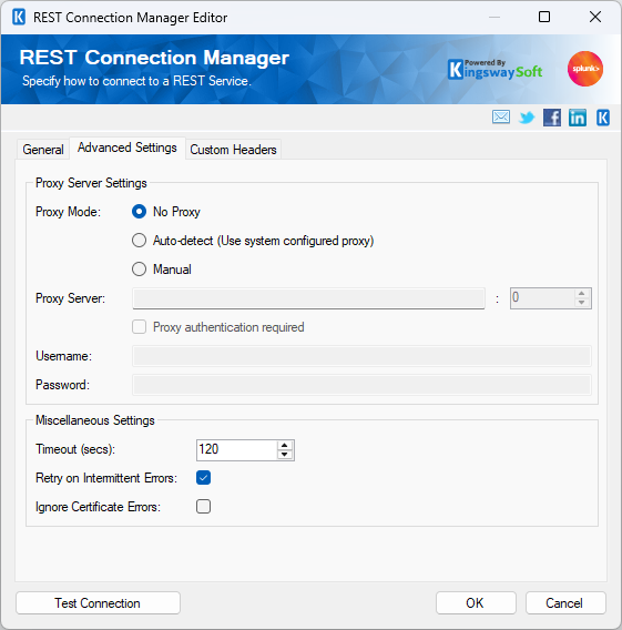 SSIS REST Splunk Connection Manager - Advanced